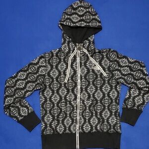 The North Face Ornate Buck Logo Print Zip Front Hooded Sweatshirt Women's Large